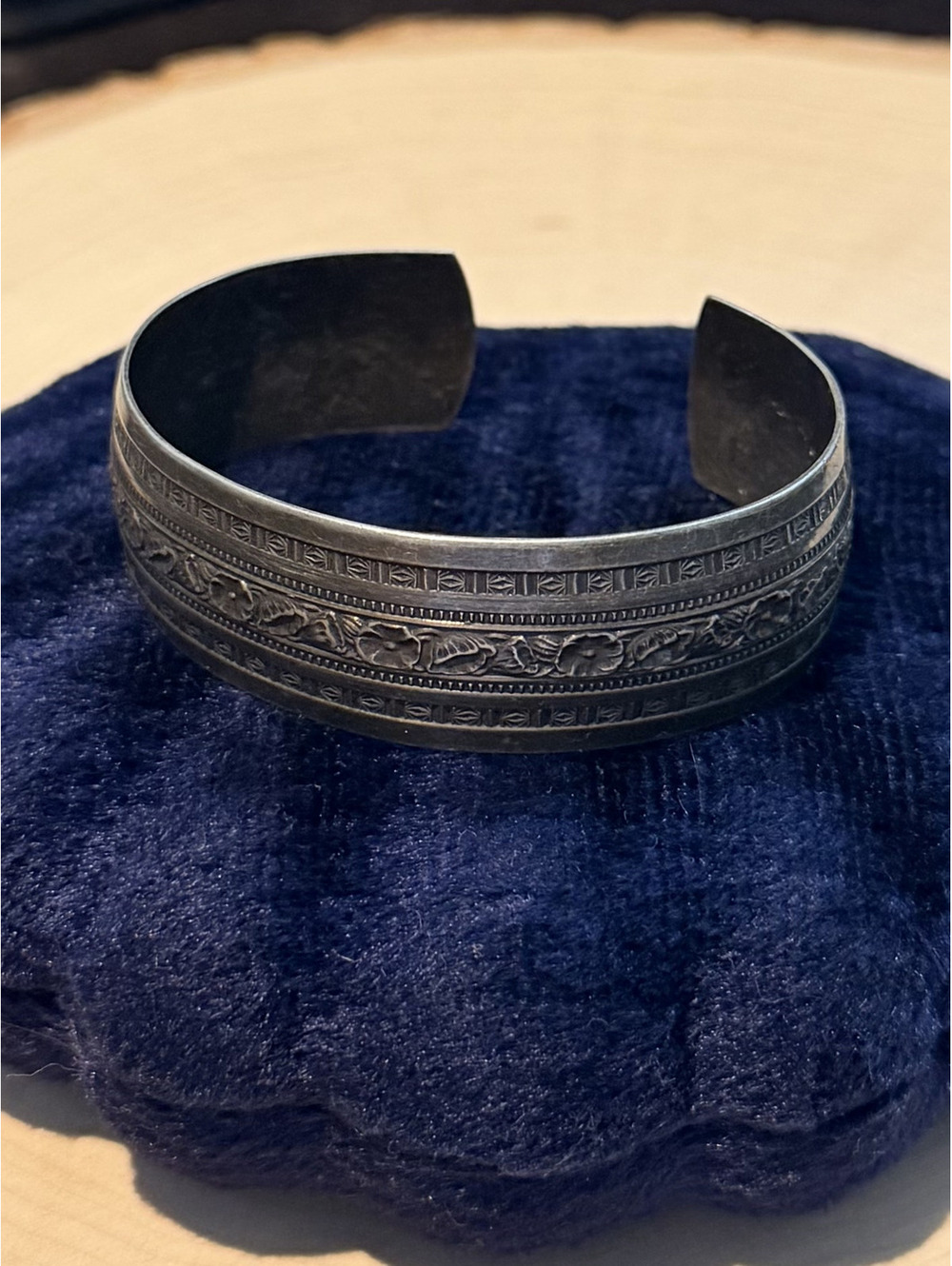 Vintage 1950s Signed Danecraft Sterling Silver Floral Cuff Bracelet 17.54g
